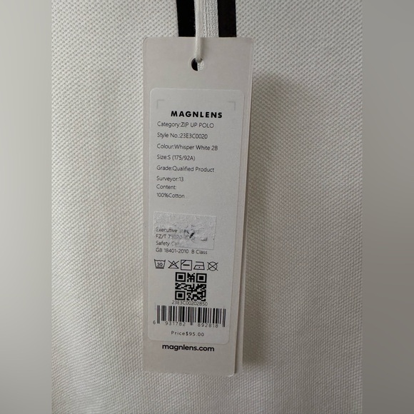 NWT $95 Magnlens Half zip Up Polo Shirt White Small S Cotton Blended Regular Fit - Picture 12 of 12